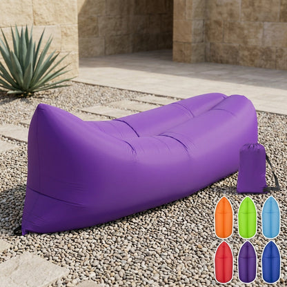 Foldable Inflatable Sofa Lounge Chair Portable Lazy Air Sofa for Camping Beach Music Festivals Outdoor Gatherings Quick Inflation Adults Purple Blue Green Black Red Yellow Orange