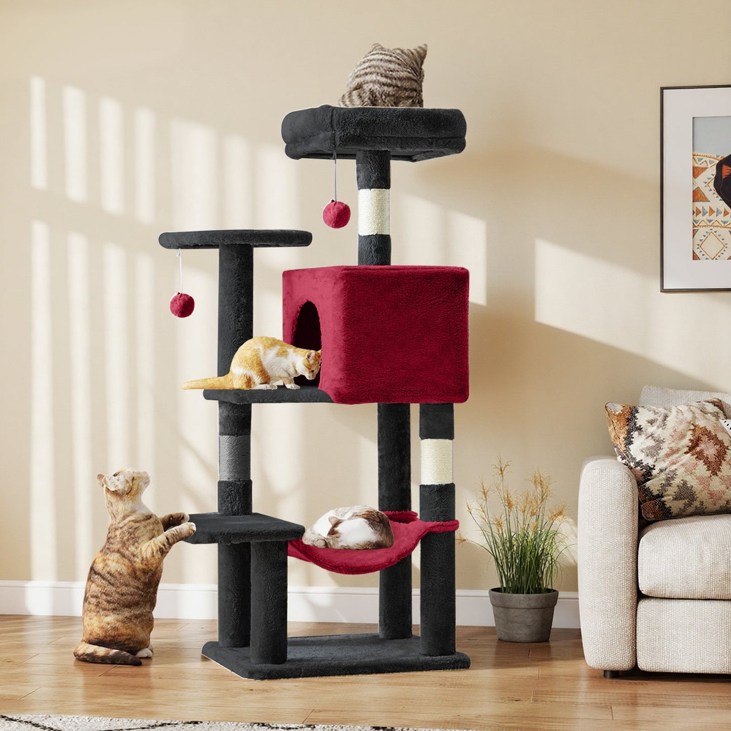 44-Inch Cat Tree Tower for Indoor Cats with Condo, Hammock & Natural Sisal Scratching Posts – Multi-Level Cat Furniture with Perches & Pet House for Multiple Cats, 5 Colors