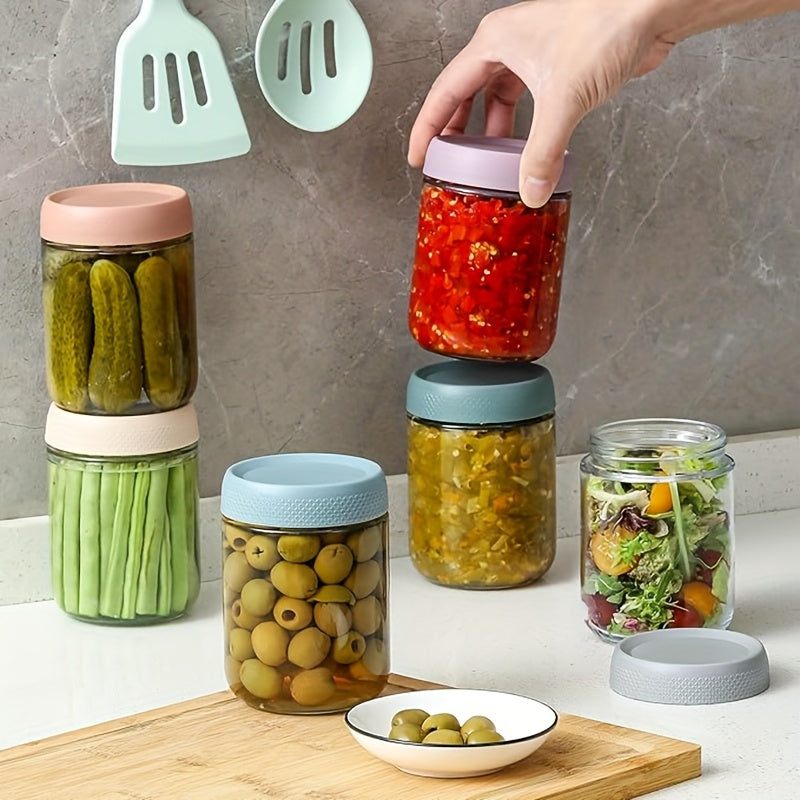 6-Pack 16oz Wide Mouth Glass Mason Jars with Airtight Lids – Overnight Oats Containers, Meal Prep Food Storage Jars for Yogurt, Salad, Snacks, Spice, Sugar, Pantry – BPA-Free Kitchen Organizer Set