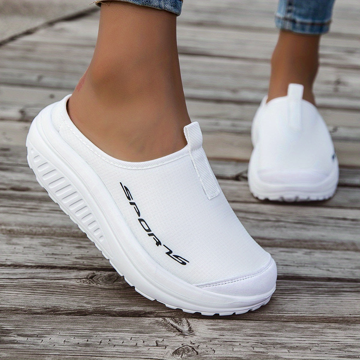 Women's Breathable Mesh Slippers Thickened Shock-Absorbing Sole Lightweight Anti-Slip Indoor Outdoor Casual Shoes Four-Season Comfortable Stylish Footwear White Black Apricot US Size 6-11