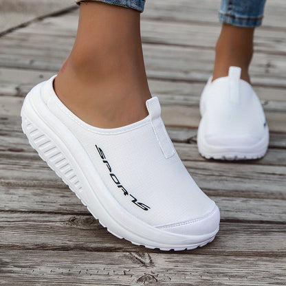 Women's Breathable Mesh Slippers Thickened Shock-Absorbing Sole Lightweight Anti-Slip Indoor Outdoor Casual Shoes Four-Season Comfortable Stylish Footwear White Black Apricot US Size 6-11