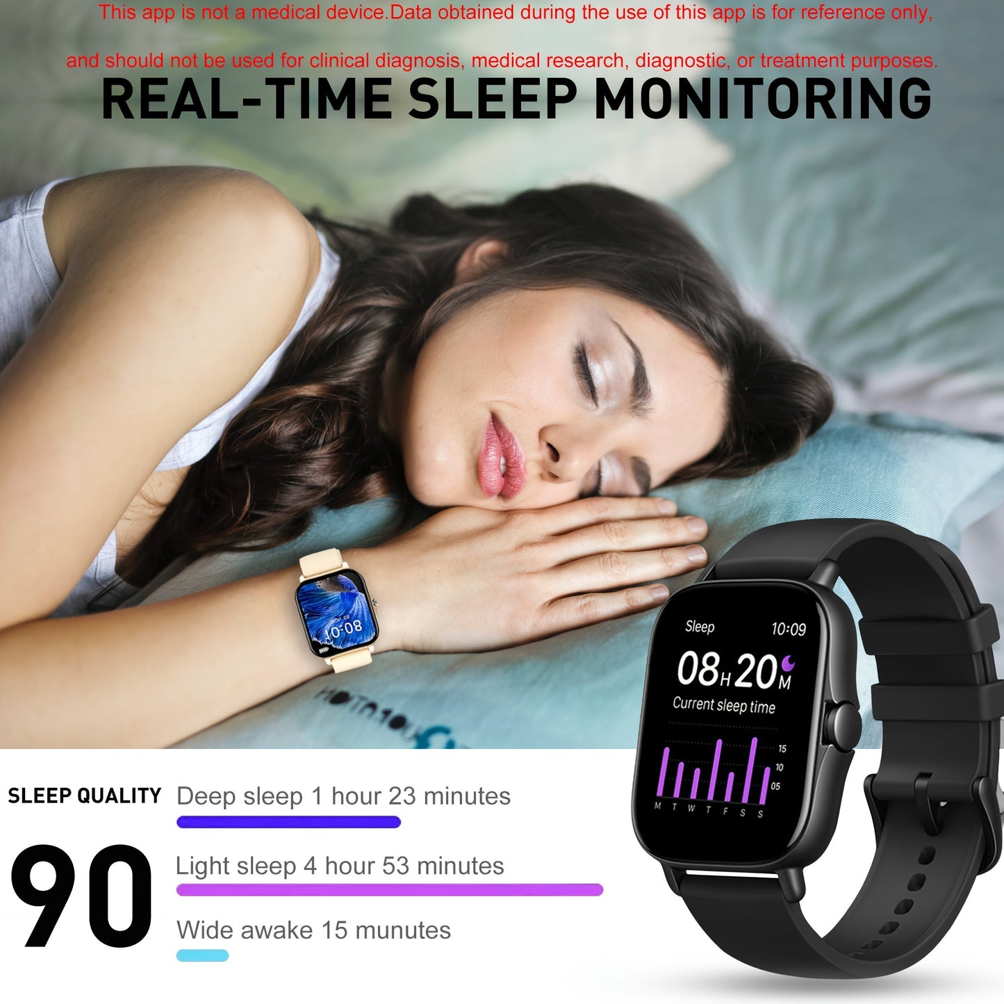 Smart Watch with Call & SMS for Android iPhone – Fitness Tracker with Heart Rate Monitor, Pedometer, Calorie Counter, Multi-Sport Modes, Customizable Watch Faces, Unisex Design, Black Pink Gold