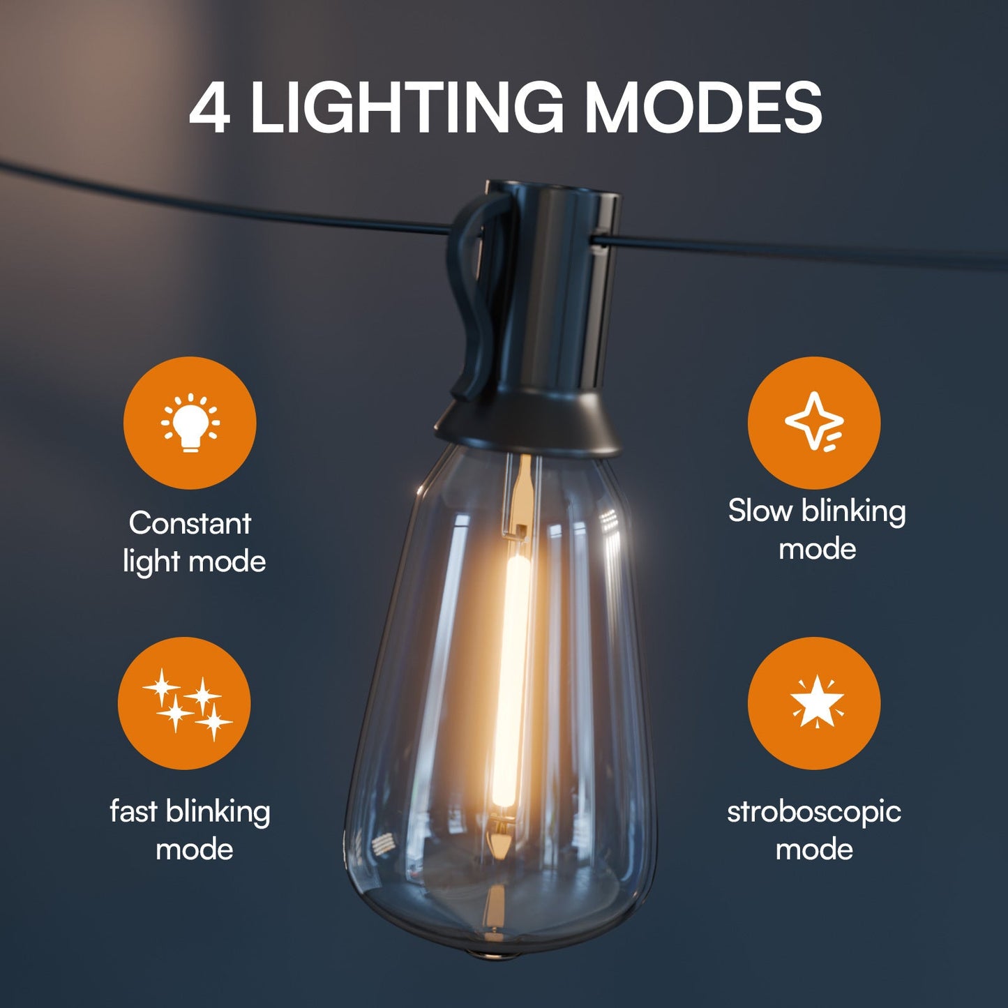 Solar LED String Lights Outdoor Waterproof 50FT & 100FT – ST38 Shatterproof Dimmable Bulbs, USB-C & Solar Powered, 4 Modes, for Patio Yard Pool Garden Wedding Camping Christmas Decor