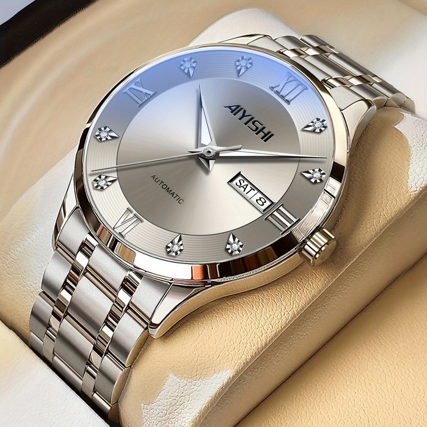 Men's Luxury Quartz Watch Stainless Steel Tourbillon Dial Date Display Night Glow Sports Dress Watch Elegant Timepiece Father's Day Gift for Men