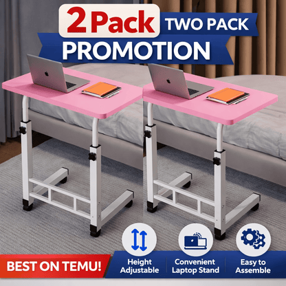 Mobile Lift Table Adjustable Height Rolling Laptop Desk Bedside Sofa Side Table for Bedroom Home Office
