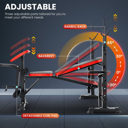 Adjustable Foldable Weight Bench Set with Squat Rack, Leg Developer & Preacher Curl Pad – All-in-One Home Gym Bench Press for Full Body Strength Training, Up to 1200 LBS
