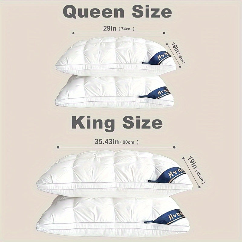 2 Pack Luxury Hotel Quality Bed Pillows Cooling Deep Sleep Neck Support Non-Collapse Hypoallergenic Polyester Fill for All Seasons Queen King Size in White Gray Pink Soft Texture Sleeping Pillow Gift