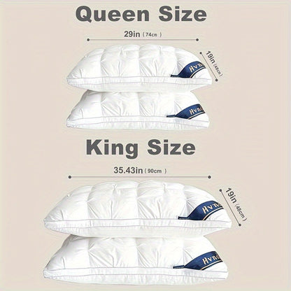 2 Pack Luxury Hotel Quality Bed Pillows Cooling Deep Sleep Neck Support Non-Collapse Hypoallergenic Polyester Fill for All Seasons Queen King Size in White Gray Pink Soft Texture Sleeping Pillow Gift
