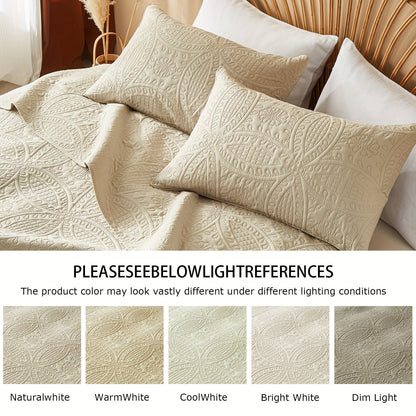 Cooling Summer Quilt Set 2-3 Piece Lightweight Breathable Microfiber Bedspread – Modern Coin Pattern Coverlet Twin Queen King, All Season, Multiple Colors, Holiday Gift for Family