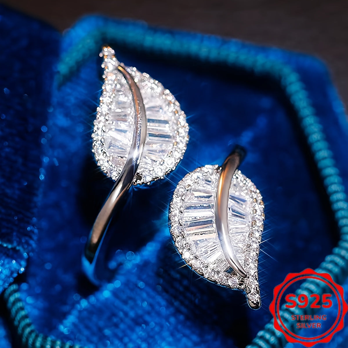 925 Sterling Silver Leaf Ring Set for Women – Elegant Boho CZ Cubic Zirconia Stackable Rings, Hypoallergenic, Daily & Holiday Wear, Perfect Gift