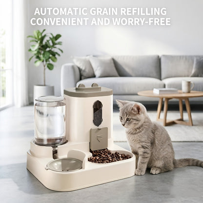 2-in-1 Gravity Pet Feeder for Cats & Dogs – Non-Electric Automatic Food & Water Dispenser, Space-Saving, Easy to Clean, Ideal for Multi-Pet Homes