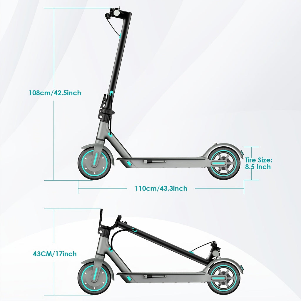 Foldable Electric Scooter for Adults 350W Brushless Motor Dual Drum Brake 8.5 Inch Solid Tires 3-Speed LCD Display 265 lbs Max Load 3-Second Fold Portable Urban Commuter E-Scooter