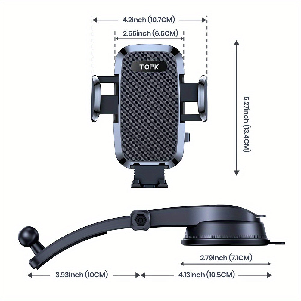 Car Phone Holder Mount – Upgraded 360° Rotation Dashboard & Windshield Cradle, Handsfree Universal Stand Compatible with iPhone 15 14 13, Samsung Galaxy, Android Phones | Velora