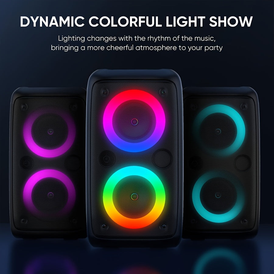 Portable Wireless Karaoke Bluetooth Speaker with Subwoofer - 1200mAh Battery, TF Card & USB Support, Compact High-Power Party Speaker with Microphone Option, Tabletop Mount & Button Control