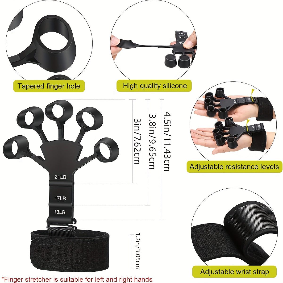 4-Piece Grip Strength Training Set Adjustable Hand Grip Strengthener 10-130 lbs Finger Exerciser Forearm Workout Ring Exercise Ball for Athletes Climbers Musicians Men Women