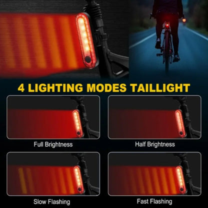 Ultra-Bright Bike Light Set USB Type-C Rechargeable – Aluminum Alloy Front Light 6 Modes & Rear Light 4 Modes, Fast Charge LED Bicycle Lights for Night Riding Camping Safety