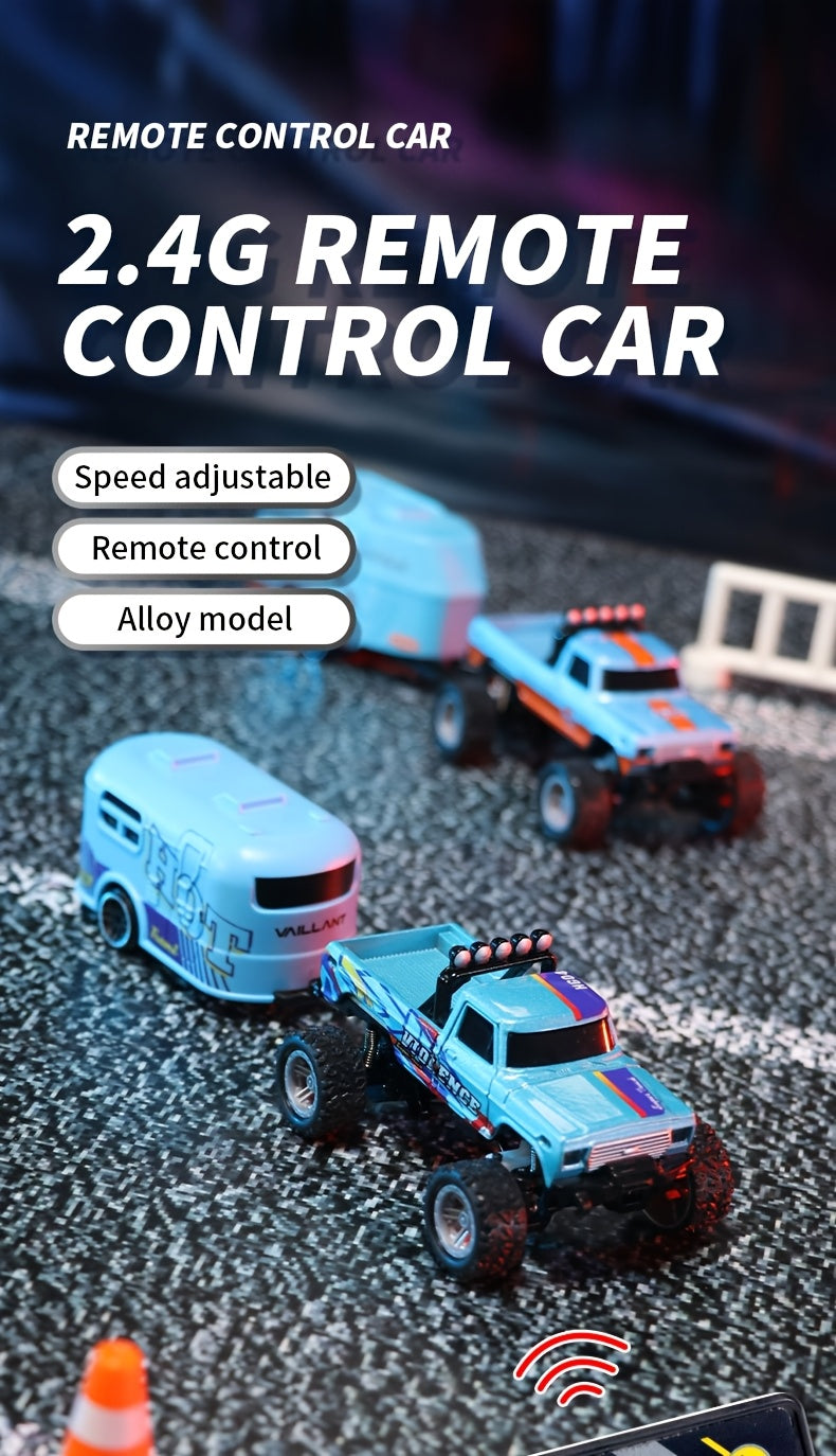 1:64 Alloy Mini Remote Control Off-Road Truck with Shock Absorbers Die-Cast RC Car Toy Gift for Boys Kids Birthday Christmas Halloween Dark Gray Teal Green Sky Blue Mixed