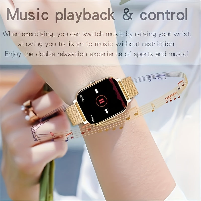 Smartwatch with Wireless Calling Full Touch Screen Fitness Tracker Multiple Sport Modes Music Control Heart Rate Sleep Monitor Compatible iPhone Android Silicone Classic Band Men Women Gift