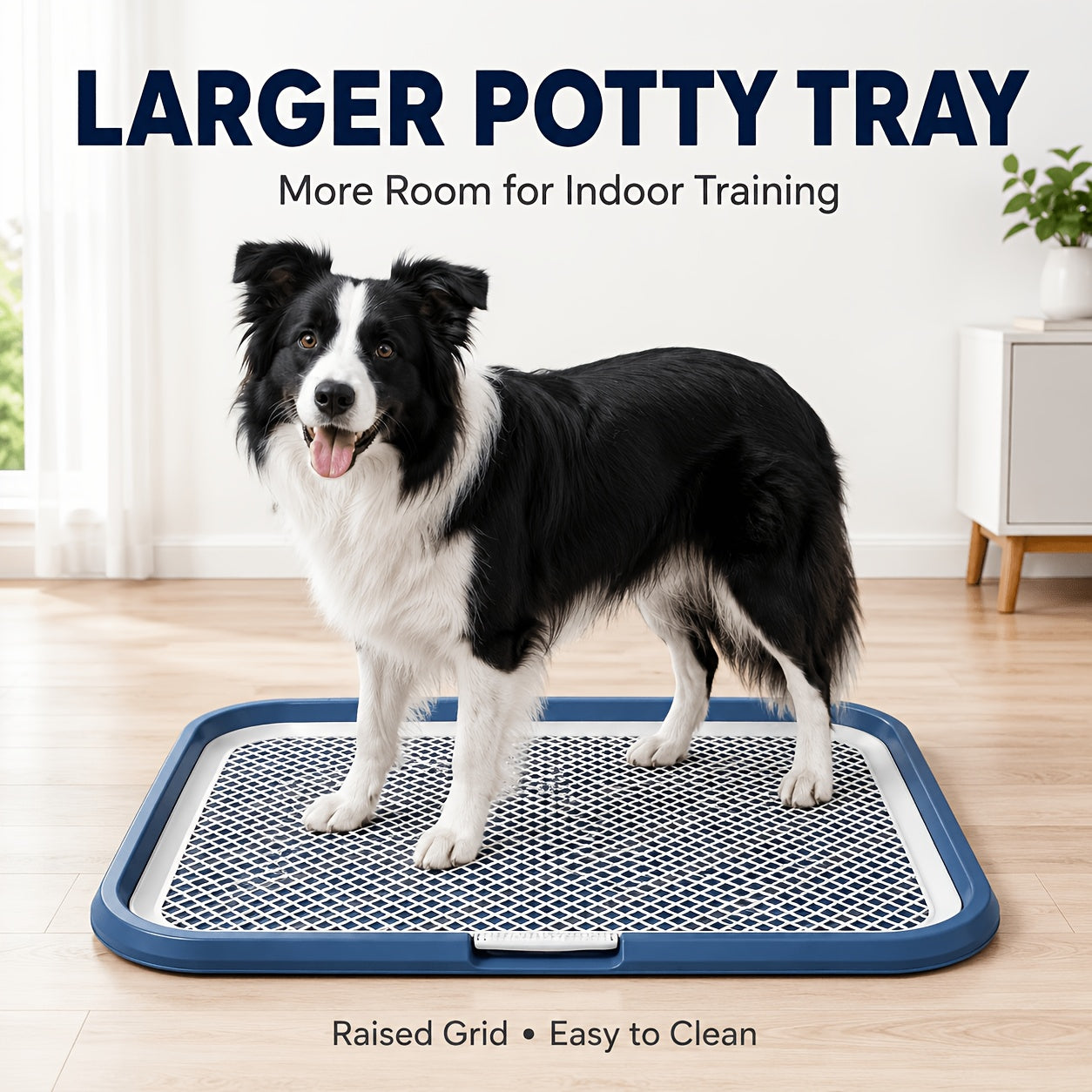 Dog Potty Tray Leak-Proof Indoor Puppy Toilet with Removable Grating, Washable Pee Pad Holder for Apartment Puppy Training, Pet Potty Station for Small Medium Dogs