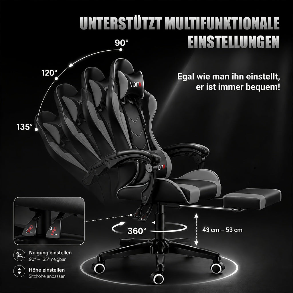Ergonomic Gaming Chair Racing Style with Lumbar Support High Back Adjustable Office Chair for Adults Teens PC Computer Desk Chair Recliner