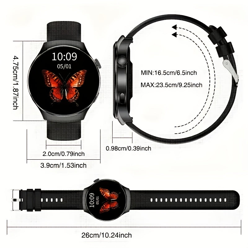 Smartwatch with Call Function & Fitness Tracker for Men & Women – Silicone Strap, Step Counter, Calorie Tracking, Heart Rate Monitor, Multiple Sports Modes, Music Playback & Remote Camera Control