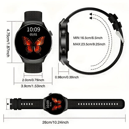 Smartwatch with Call Function & Fitness Tracker for Men & Women – Silicone Strap, Step Counter, Calorie Tracking, Heart Rate Monitor, Multiple Sports Modes, Music Playback & Remote Camera Control