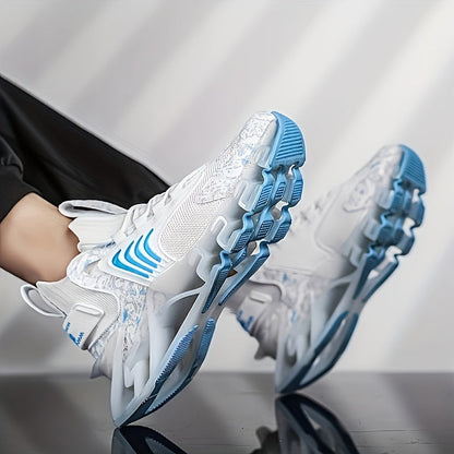 Men's Blade Sneakers – Breathable Mesh Lace-Up Athletic Shoes with Rubber Sole, All-Season Casual Sport Footwear in Black, Blue, White & Deep Blue, Sizes US 6–13.5