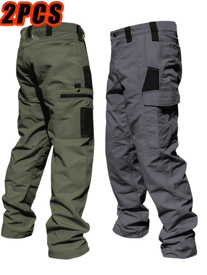 Men's Tactical Cargo Pants 2-Pack Ripstop Multi-Pocket Outdoor Work Pants for Camping Hiking Hunting Fishing Straight Leg Belt Loops S-XXXL