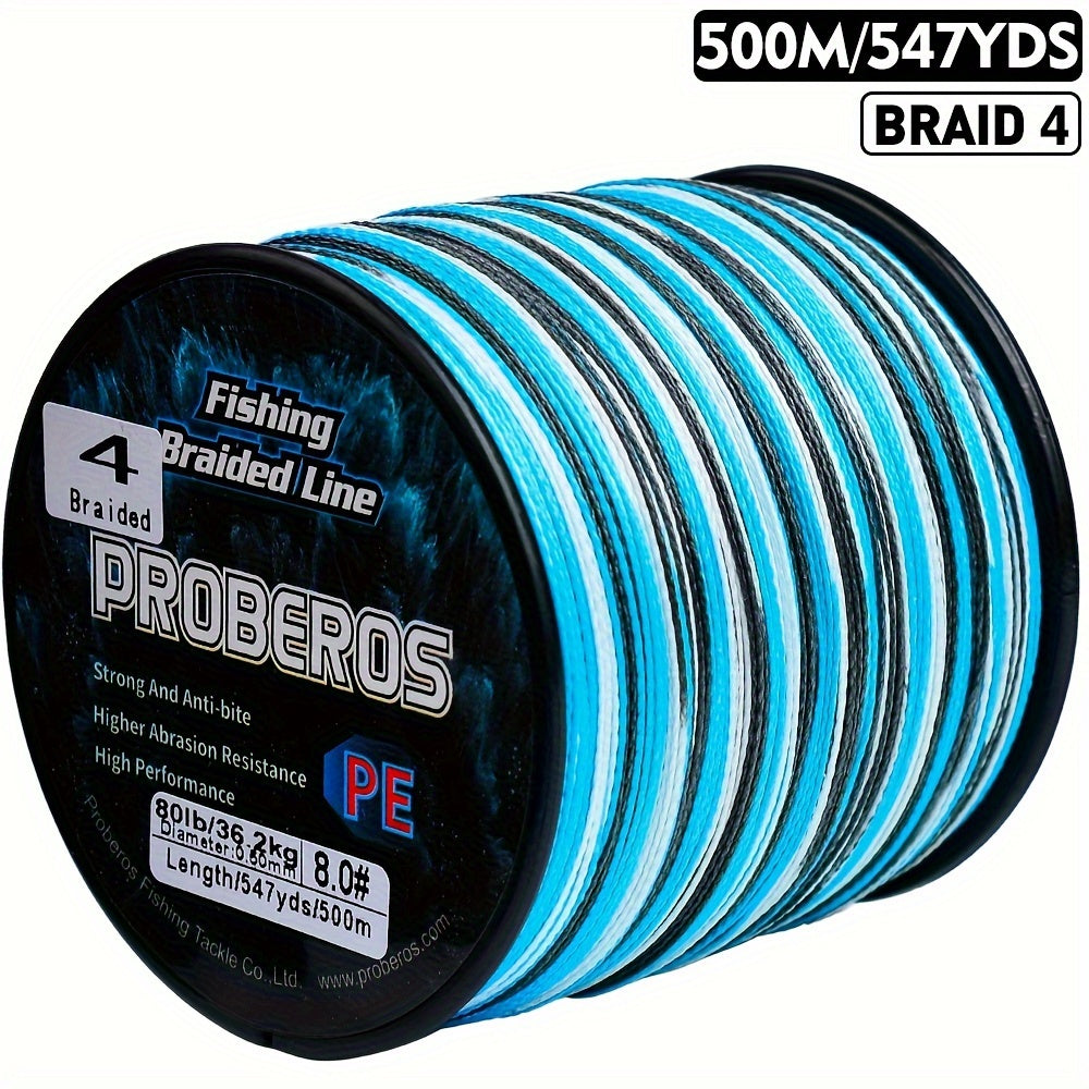 Braided Fishing Line 500M 547 Yards 4 Strand Superline Abrasion Resistant Zero Stretch 6LB-80LB Test Super Strong Multicolor Fishing Line for Saltwater Freshwater