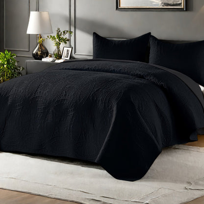 Cooling Summer Quilt Set 2-3 Piece Lightweight Breathable Microfiber Bedspread – Modern Coin Pattern Coverlet Twin Queen King, All Season, Multiple Colors, Holiday Gift for Family
