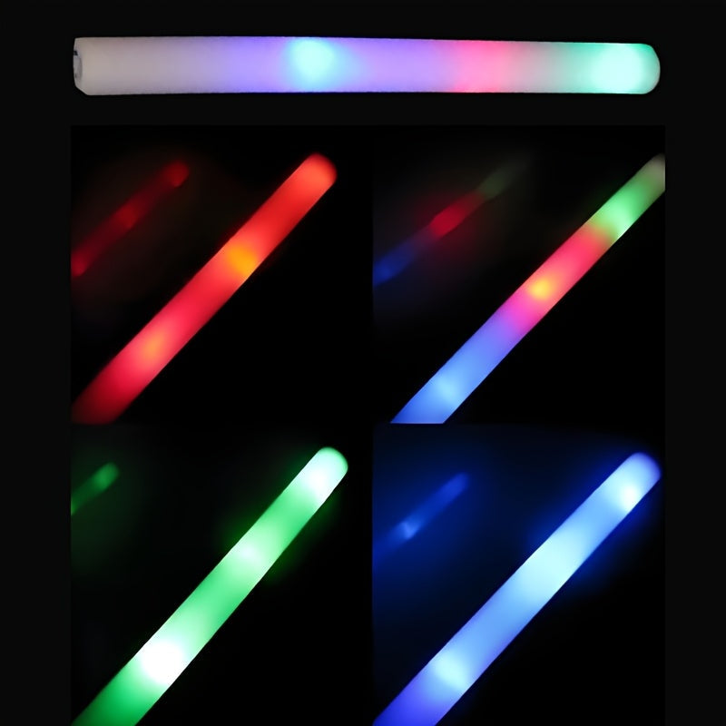 50pcs LED Foam Glow Sticks with 3 Flicker Modes – Colorful Bulk Glow Sticks for Parties, Weddings, Birthdays, Concerts, Christmas & New Year Celebrations