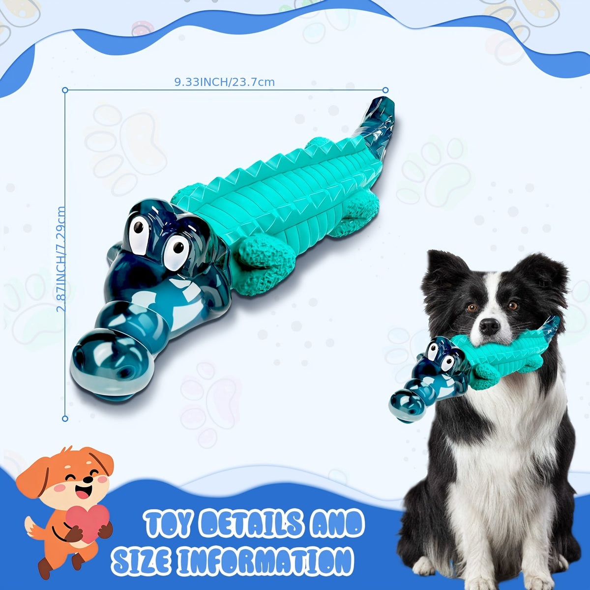 Crocodile Dog Chew Toy for Aggressive Chewers – Indestructible Milk Flavor Rubber Chew Toy with Dental Ridges for Large Medium Dogs 20-100 lbs, Tough Boredom Relief & Teeth Cleaning