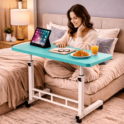 Adjustable Height Rolling Laptop Table with Wheels – Mobile Bedside Computer Desk & Sofa Side Table for Bedroom, Home Office, Dorm, 8 Colors Available