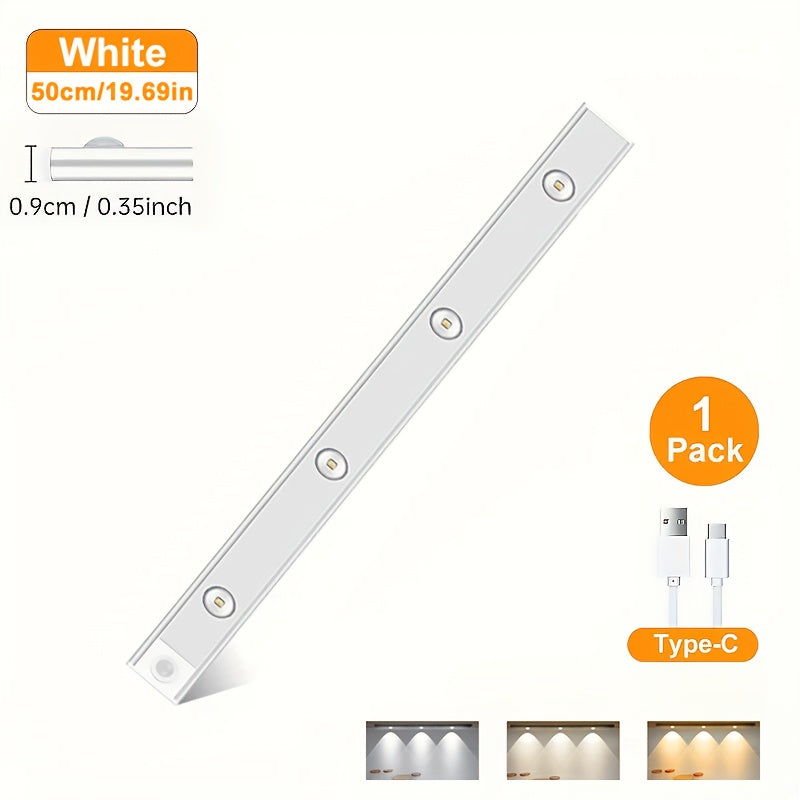 LED Motion Sensor Under Cabinet Light – Wireless USB-C Rechargeable Closet Light, 3 Color Temps & Dimmable, Magnetic Mount, Motion Activated Night Light for Kitchen Cabinet Closet Drawer (1/2/4 Pack)