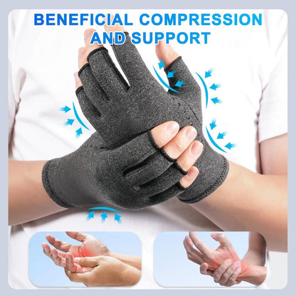Fingerless Compression Gloves for Men & Women – Breathable Non-Slip Pain Relief Gloves for Arthritis, Typing & Gym – Black, Coffee, Grey & Purple, Sizes S-XL