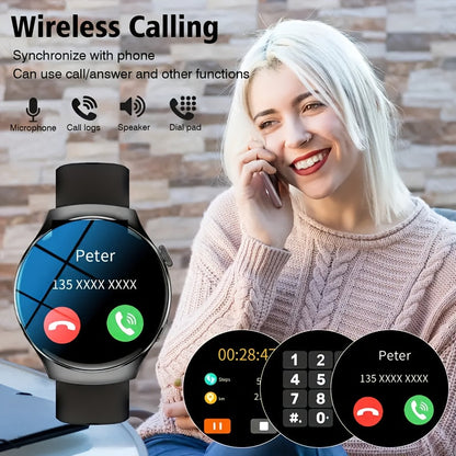 Smartwatch with Call Function & Fitness Tracker for Men & Women – Silicone Strap, Step Counter, Calorie Tracking, Heart Rate Monitor, Multiple Sports Modes, Music Playback & Remote Camera Control