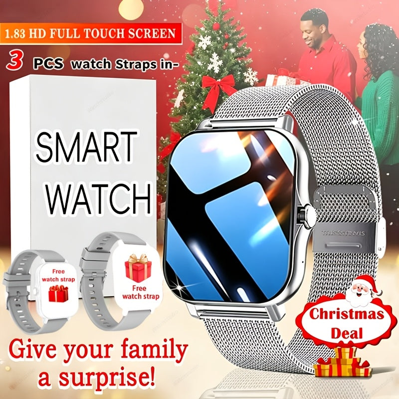 Elegant Smartwatch with Metal Strap – Wireless Calling, App Message Reminders, Sports Mode, Music Player, USB Rechargeable, Compatible with Android & iPhone, Available in Black, Silver & Gold