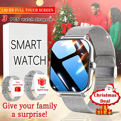 Elegant Smartwatch with Metal Strap – Wireless Calling, App Message Reminders, Sports Mode, Music Player, USB Rechargeable, Compatible with Android & iPhone, Available in Black, Silver & Gold