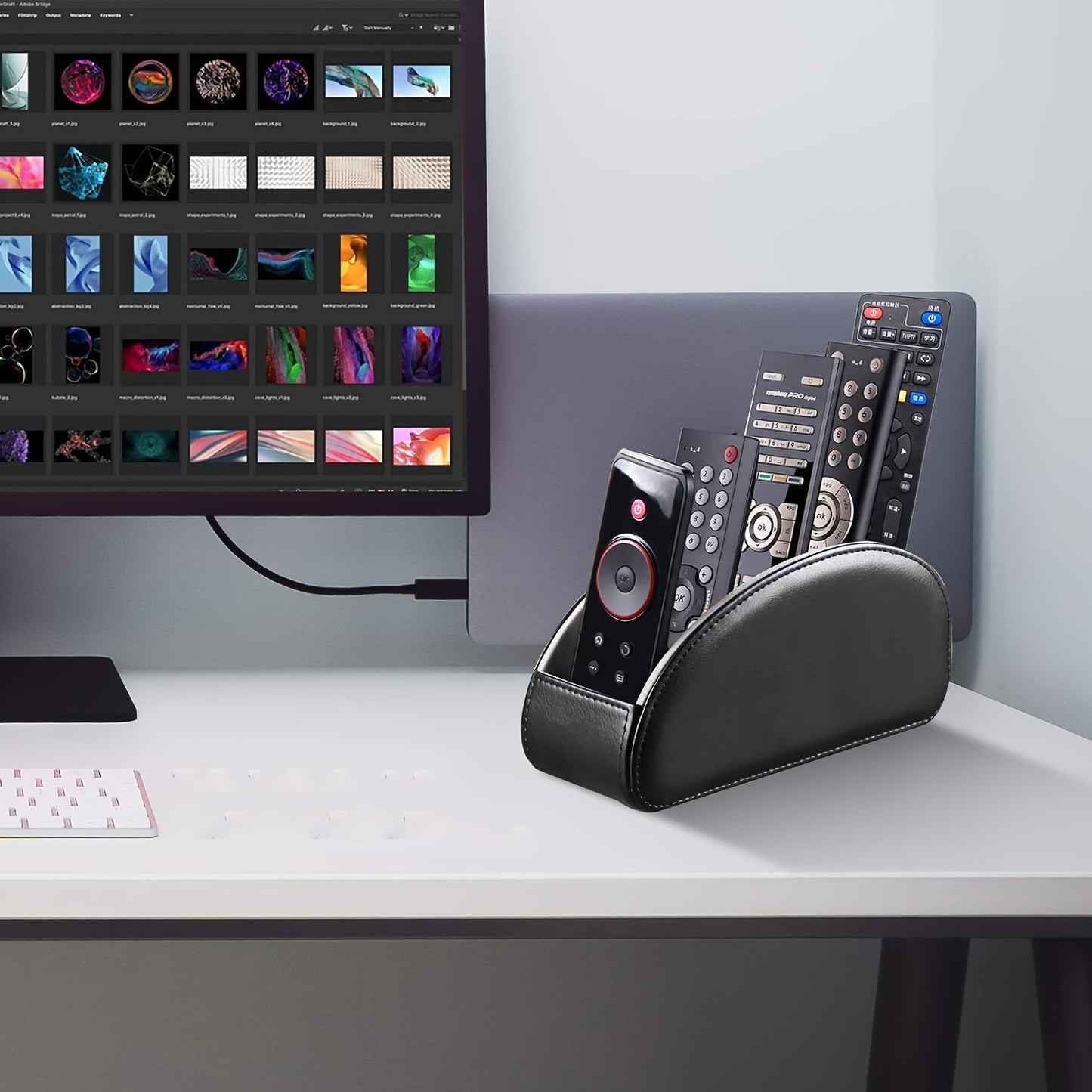 Remote Control Holder with 5 Compartments Desktop Organizer Caddy – Bedside Storage Box for TV Remotes Pens Eyeglasses Office Stationery Home Appliance Controllers