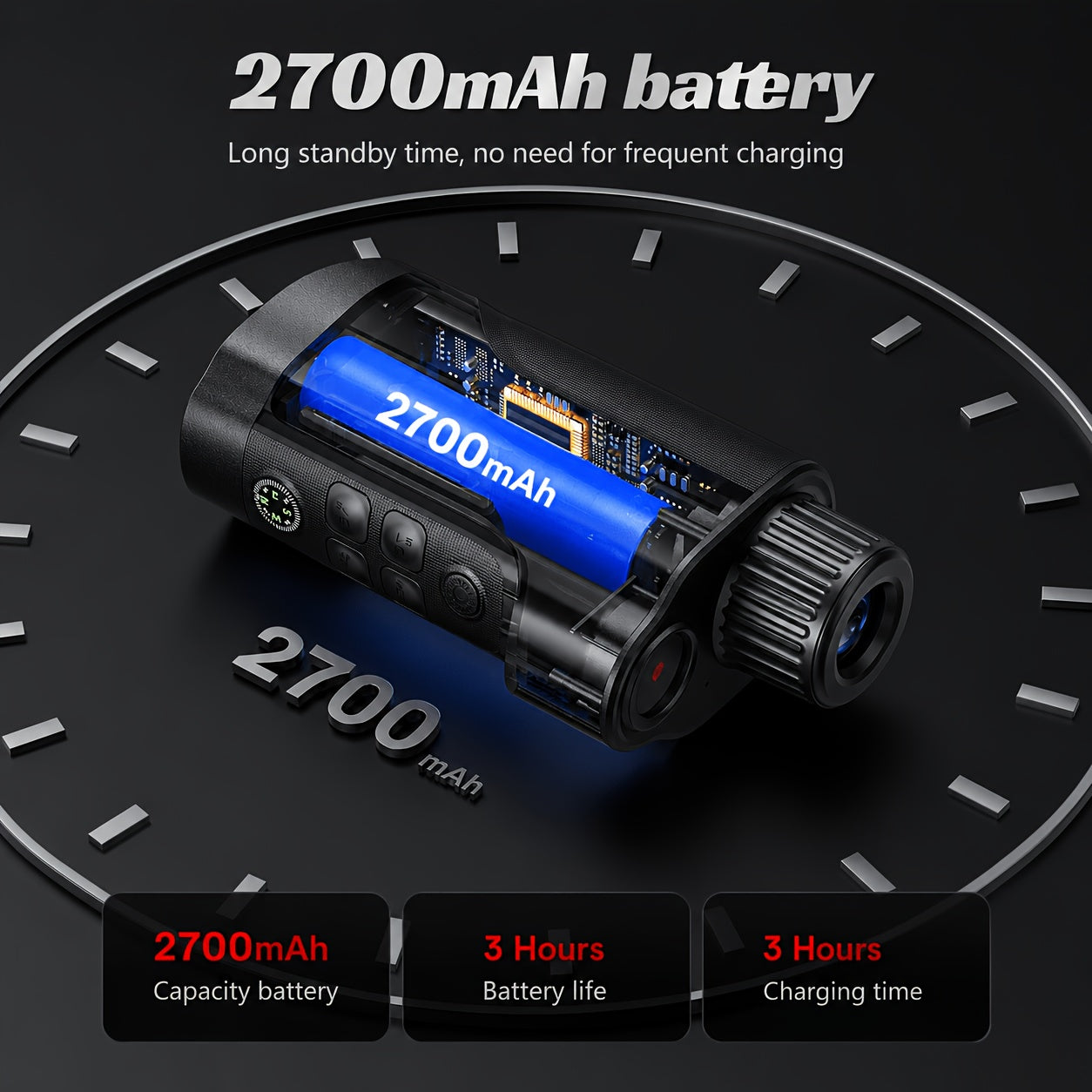 Night Vision Goggles 1080P Monocular 5W Infrared 10X Digital Zoom 2600ft Range 2700mAh Rechargeable Battery 2 Inch HD Display for Hunting Camping Wildlife Observation Security