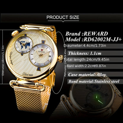 Men's Classic Vintage Quartz Watch for Business – Elegant Golden Dial Dress Wristwatch with Gift Box, Analog Timepiece for Work, Formal & Special Occasions