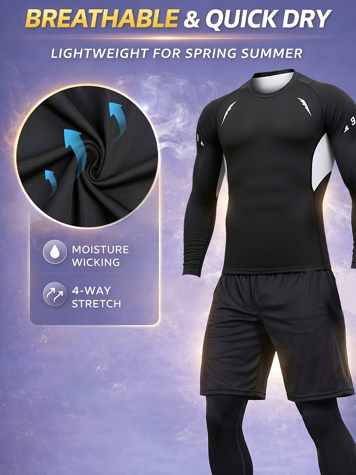 Men's 3-Piece Quick-Dry Compression Sports Suit | Gym, Running & Outdoor Activewear