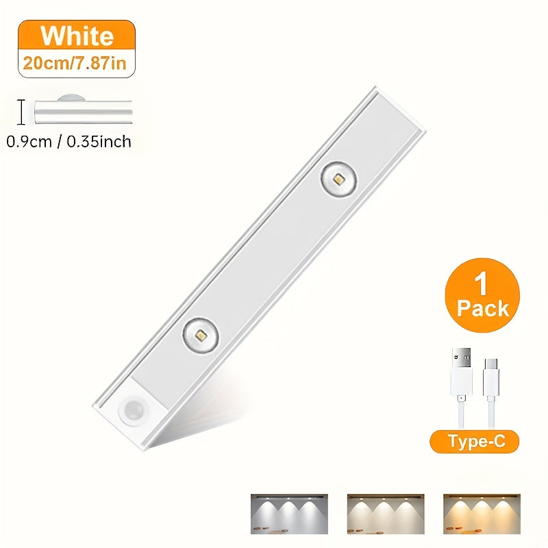 LED Motion Sensor Under Cabinet Light – Wireless USB-C Rechargeable Closet Light, 3 Color Temps & Dimmable, Magnetic Mount, Motion Activated Night Light for Kitchen Cabinet Closet Drawer (1/2/4 Pack)