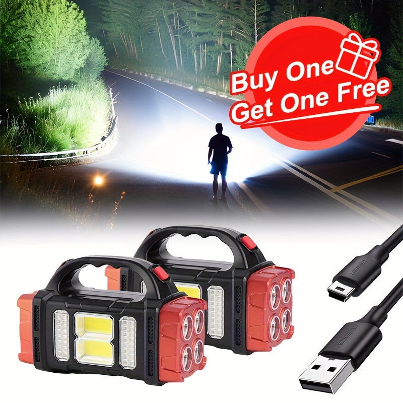 Solar LED Flashlight 2-Pack – High Lumen Rechargeable Handheld Spotlight with USB & Type-C Charging, Waterproof Outdoor Searchlight for Camping, Hiking, Hunting, Emergency & Everyday Use