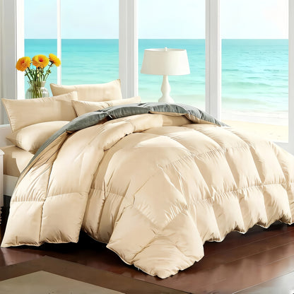 7 Piece Comforter Set Queen King Size – Soft Microfiber Pinch Pleated Bed in a Bag with Comforter, Fitted Sheet, Flat Sheet & 4 Pillowcases, All-Season Bedding Set for Home & Dorm