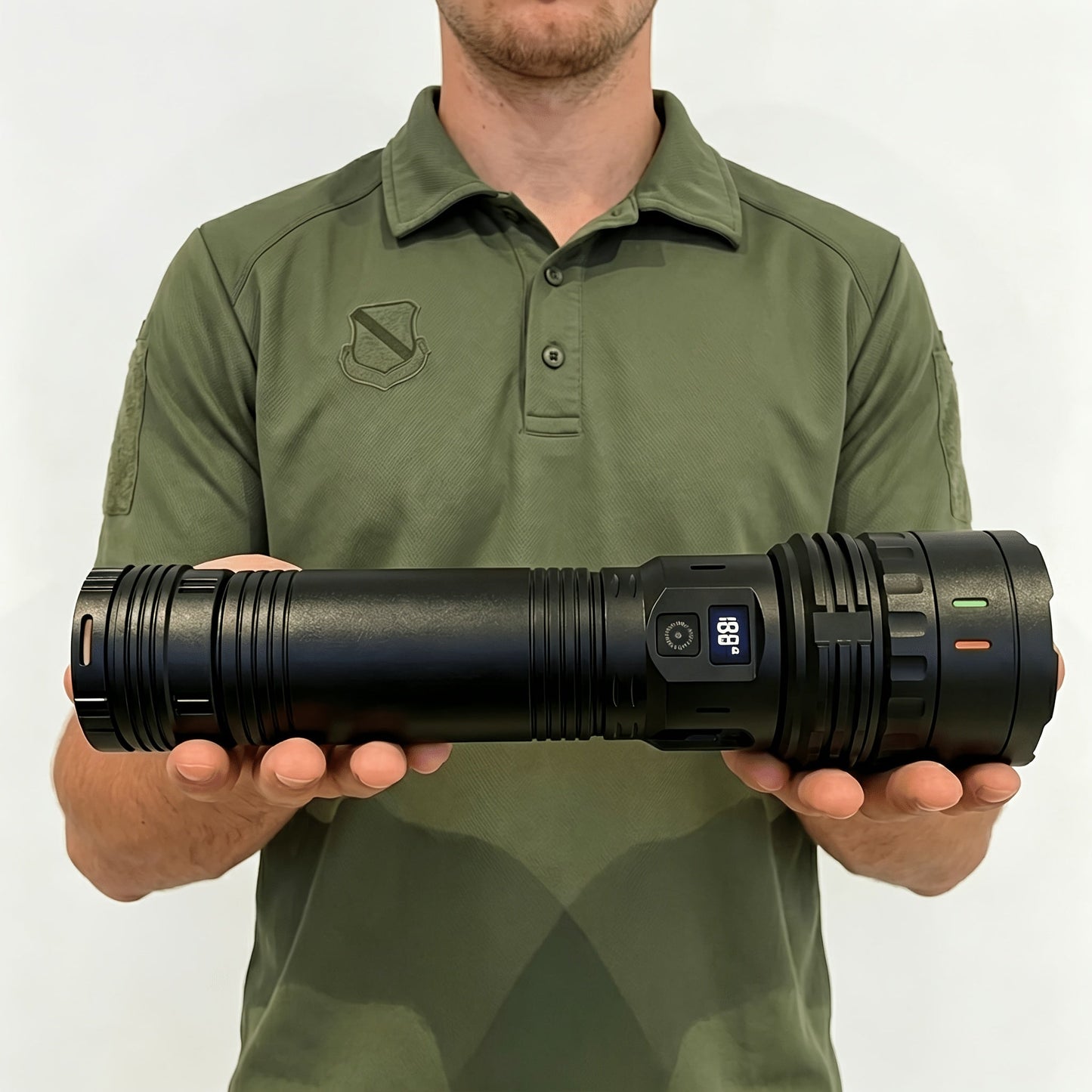 Rechargeable LED Tactical Flashlight 1500 Lumens with Adjustable Zoom, Shoulder Strap, 4 Modes for Camping, Hunting, Farm Inspection & Emergency Outdoor Use