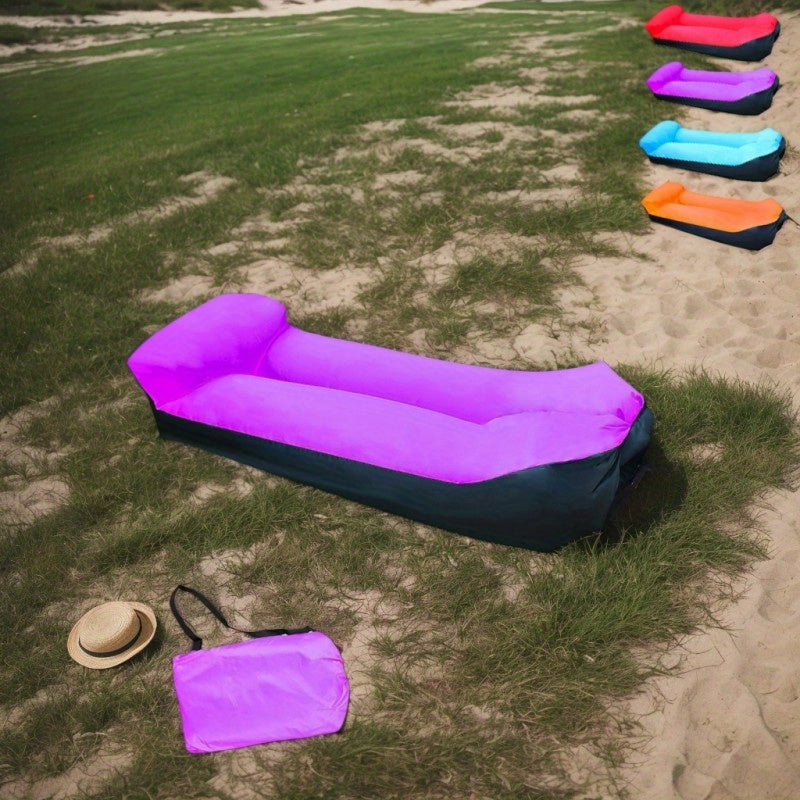 Portable Inflatable Sofa & Recliner Chair for Outdoor Use – Heavy-Duty Bed-Like Lounger, Quick Inflation & Deflation, Lightweight & Compact for Camping, Beach, Backyard & Travel, No Pump Needed