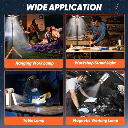 Extendable Magnetic LED Work Light Rechargeable – 7 Lighting Modes, 360° Adjustable Foldable Inspection Light for Auto Repair, Machinery, Camping, Hiking, Fishing & Emergencies