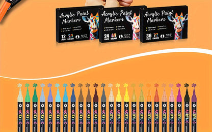 Double-Ended Waterproof Acrylic Paint Pens 48 or 72 Colors for Rock Painting Fabric Metal Glass Wood Canvas Ceramics Eggs Pumpkins DIY Art Crafts
