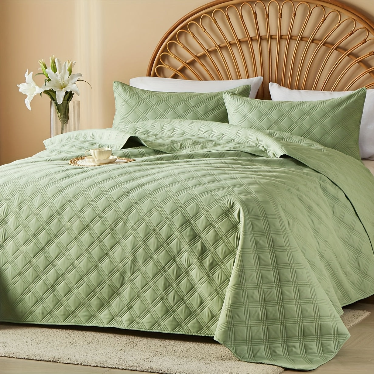Cooling Summer Quilt Set 2-3 Piece Lightweight Breathable Microfiber Bedspread – Modern Coin Pattern Coverlet Twin Queen King, All Season, Multiple Colors, Holiday Gift for Family